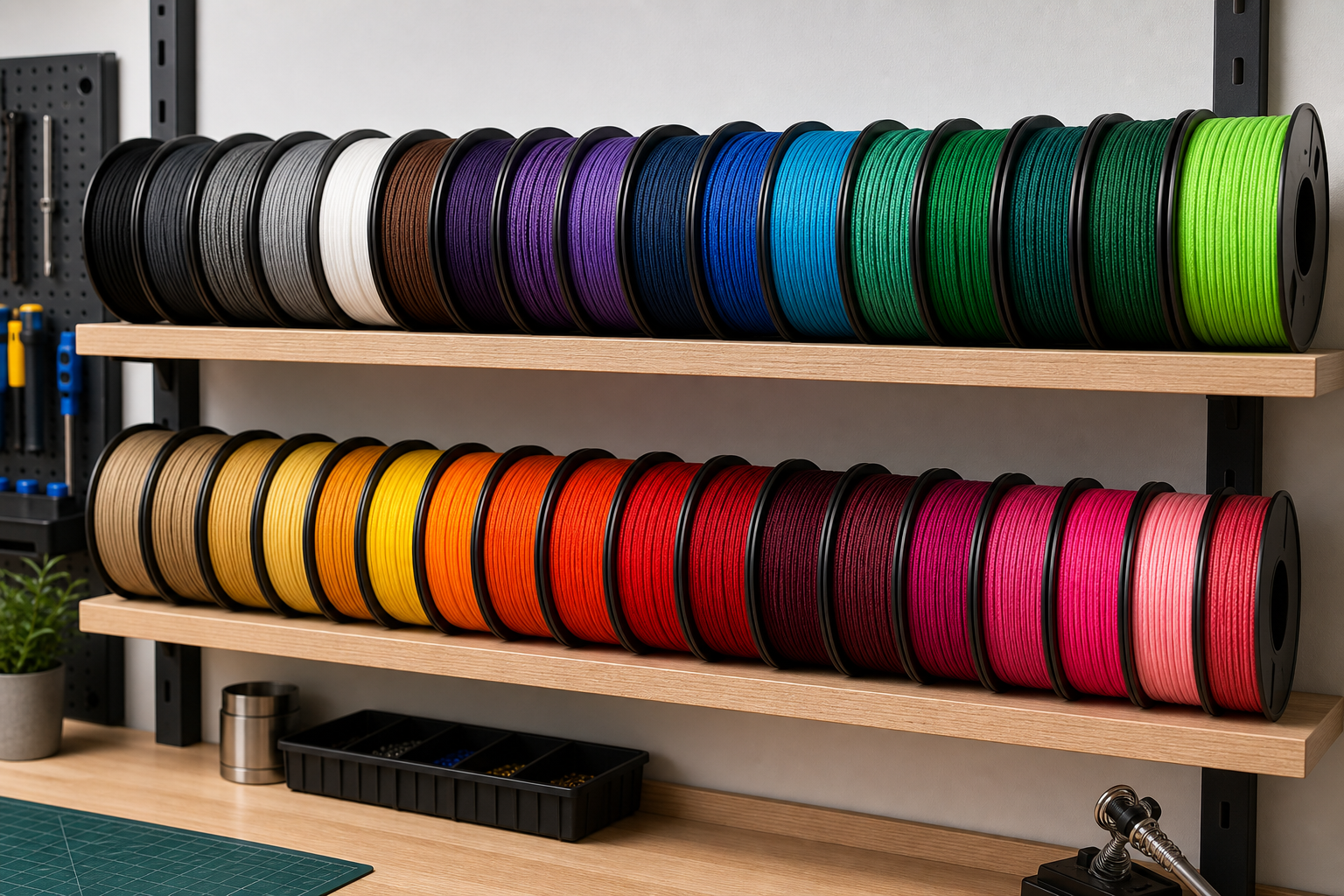 Bobines de gainage paracord colorées, atelier Câblage à Aix-en-Provence